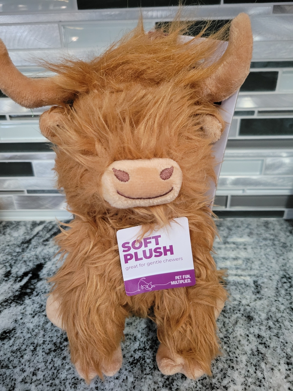 Soft Plush Brown Highland Cow Dog Toy